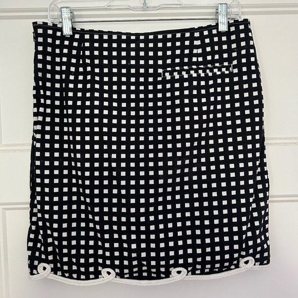 Golftini Golf Skort The Ace Stretch Cotton Scalloped Hem Black White Check 2L - Picture 10 of 15